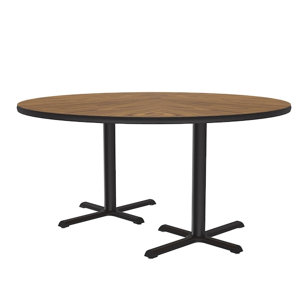 Correll Round Cafe Bistro and Breakroom Pedestal Table, High Pressure Laminate Top, Medium Oak BCT60R-06 - main